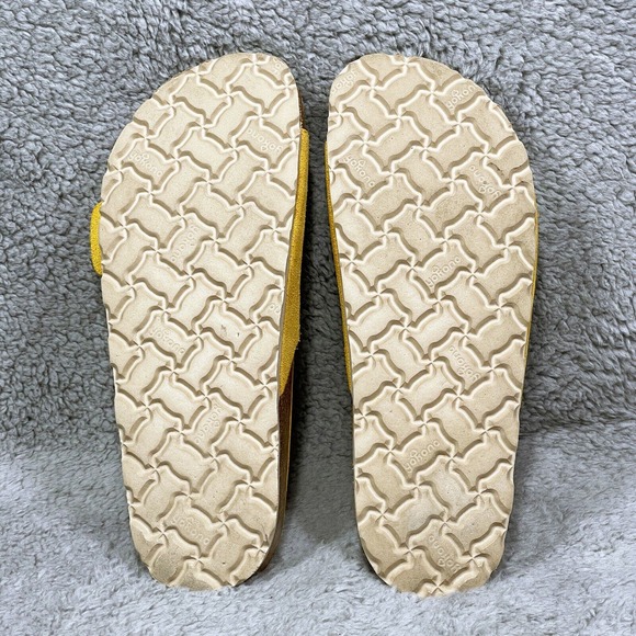 Yokono Oasis Womens Size 6 Slide Sandals Shoes Yellow Sock Leather Buckle - Picture 8 of 9